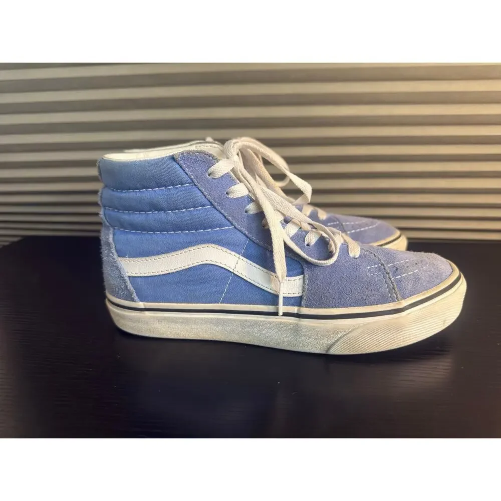 Vans Sk8-Hi High Top Sneakers Women’s 7.5 Men’s 6 Blue Suede White Perrywinkle